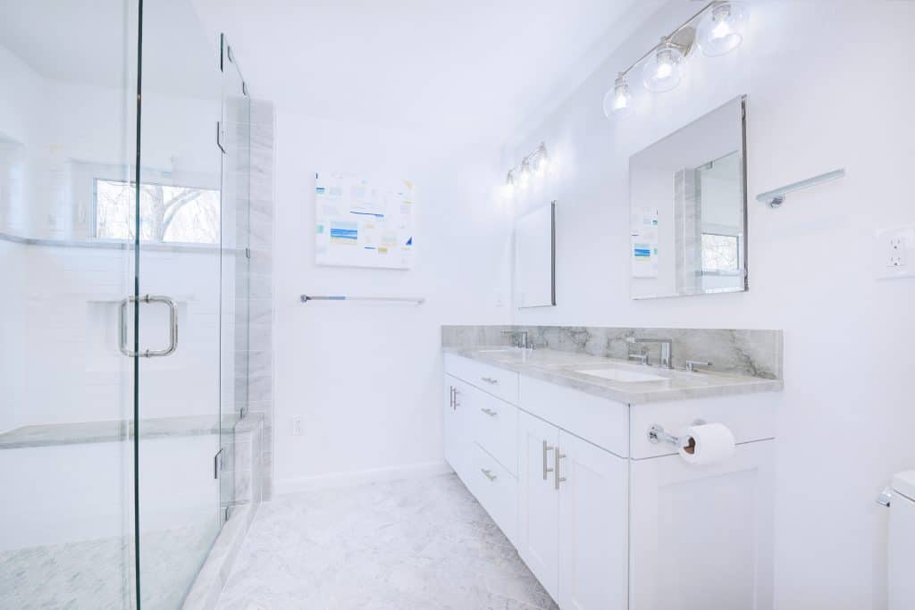 Louisville Bathroom Remodel With Marble Countertop Marble Herringbone Tile