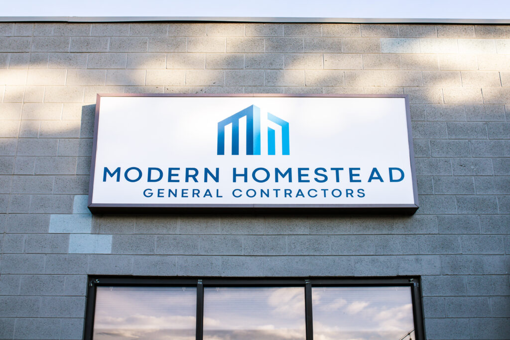 Modern Homestead signage for Showroom & Design Center